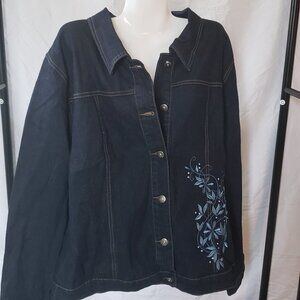 NWT Ladies JEANBAY Jean Jacket w/embroidered front in Blue - 4X